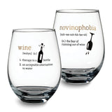 Lillian Rose Wine Definitions Set of 2 Stemless Wine Glasses with Assorted Sayings