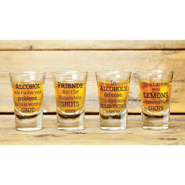 Lillian Rose Set of 4 Party Shot Glasses with Assorted Sayings