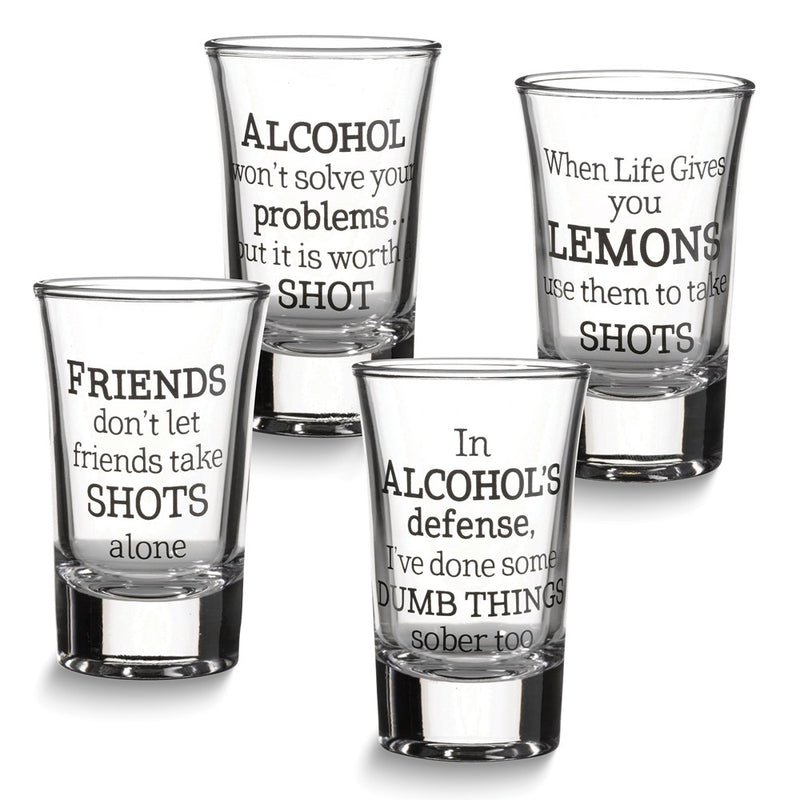 Lillian Rose Set of 4 Party Shot Glasses with Assorted Sayings
