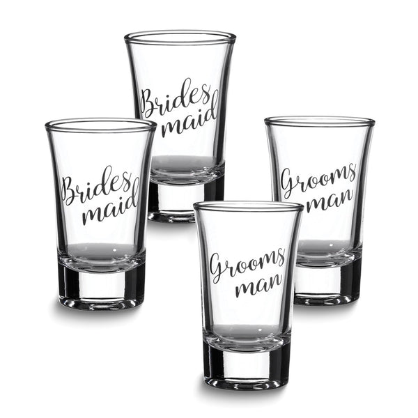 Lillian Rose Set of 2 BRIDESMAID and 2 GROOMSMAN Shot Glasses