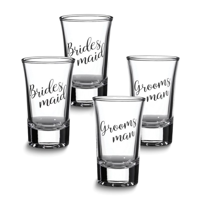 Lillian Rose Set of 2 BRIDESMAID and 2 GROOMSMAN Shot Glasses