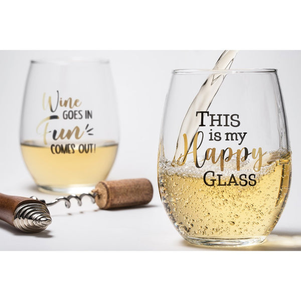 Lillian Rose Fun Set of 2 Stemless Wine Glasses with Assorted Sayings