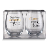 Lillian Rose Mama's Set of 2 Stemless Wine Glasses with Assorted Sayings