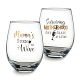 Lillian Rose Mama's Set of 2 Stemless Wine Glasses with Assorted Sayings