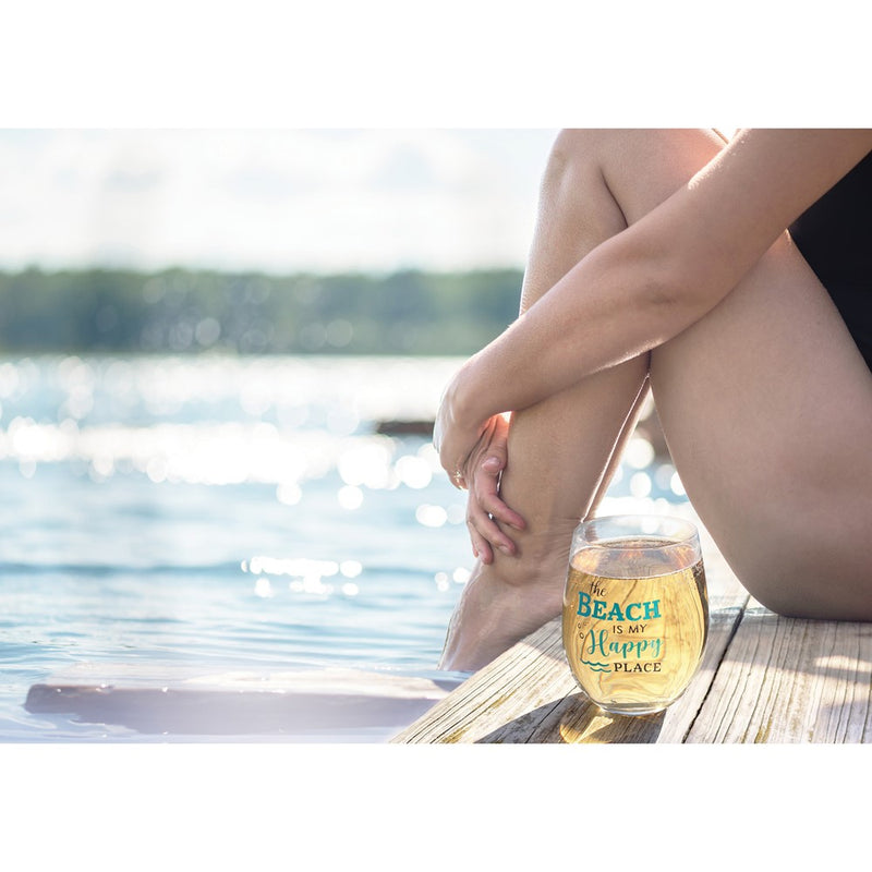 Lillian Rose At the Beach Set of 2 Stemless Wine Glasses with Assorted Sayings