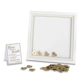 Lillian Rose White Guest Book Alternative Shadow Box Frame with 48 Gold Signing Hearts