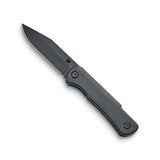 Black-plated Stainless Steel with Blue Edge Trim and Black Aluminum Handle Locking Pocket Knife