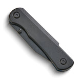 Black-plated Stainless Steel with Blue Edge Trim and Black Aluminum Handle Locking Pocket Knife