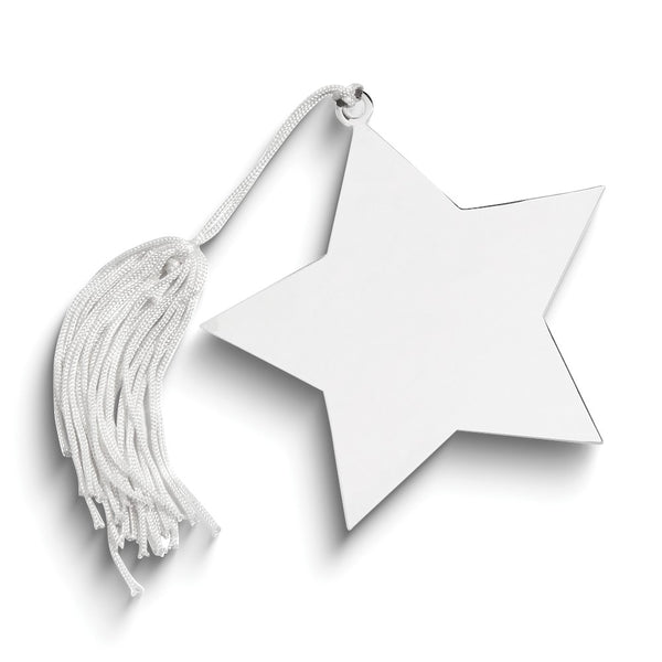 Nickle-plated White Tassel Engraveable Star Ornament