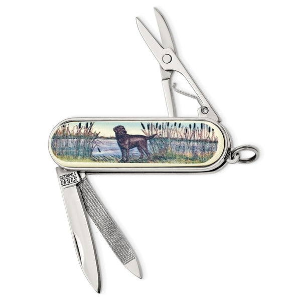 Barlow Designs Color Labrador Dog In Reeds Multifunction Pocket Knife