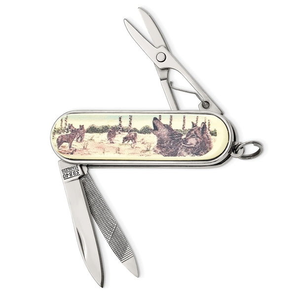 Barlow Designs Color Wolf Portrait Multifunction Pocket Knife