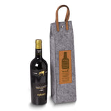 Uncork and Unwind Grey Felt and Brown Leather Wine Tote with Snap Closure