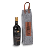 Wines of the World Grey Felt and Brown Leather Wine Tote with Snap Closure