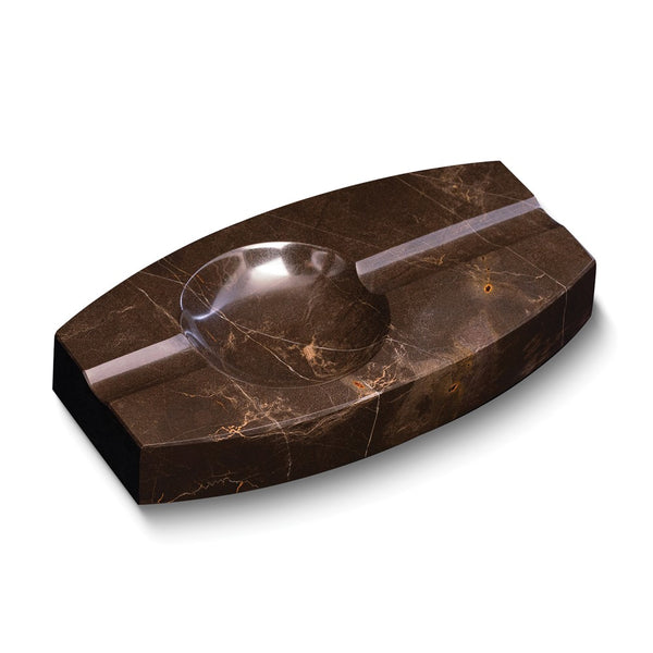 Handcrafted Amber Emperador Marble Double Cigar Ashtray