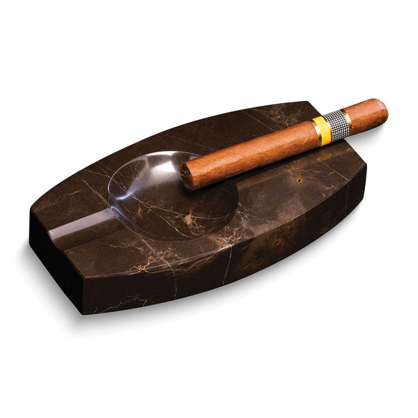 Handcrafted Amber Emperador Marble Double Cigar Ashtray