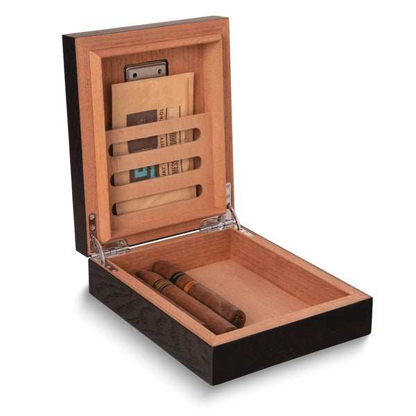 Espresso Finish Wood 6-Cigar Humidor with Spanish Cedar Lining and External Hygrometer