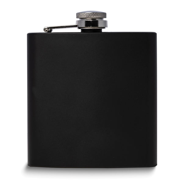 Stainless Steel Matte Black Finish 6 ounce Captive Cap Flask