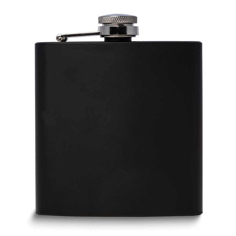 Stainless Steel Matte Black Finish 6 ounce Captive Cap Flask