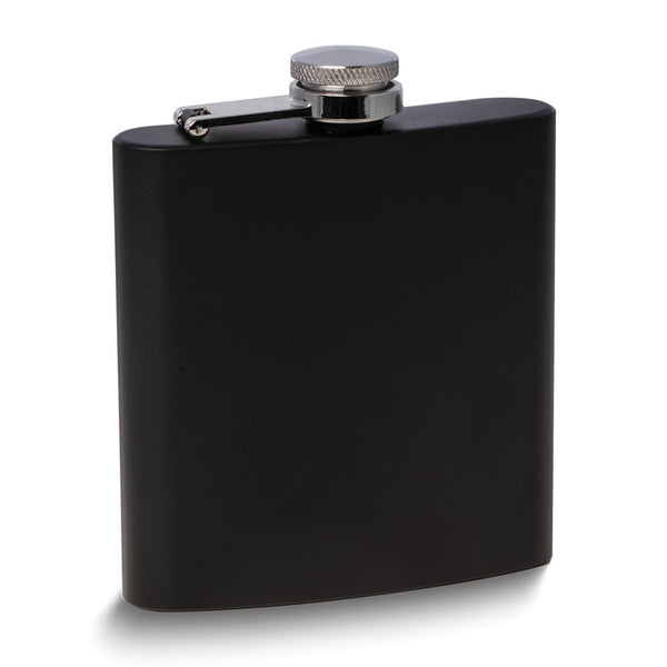 Stainless Steel Matte Black Finish 6 ounce Captive Cap Flask