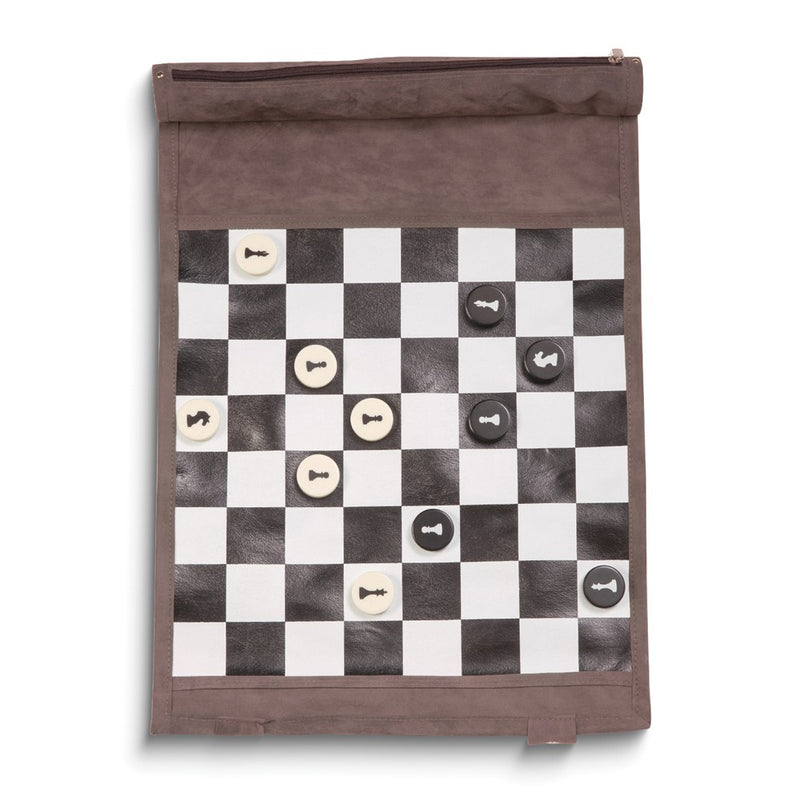 Gray Suede Roll Up 12.5 Travel Chess Set
