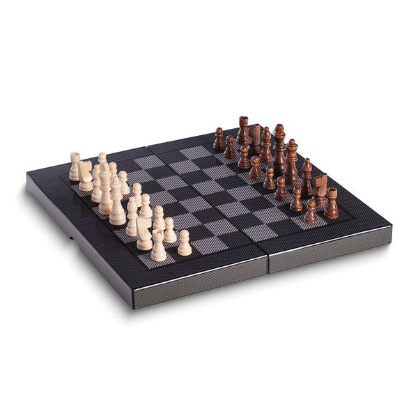 Wood and Carbon Fiber Backgammon and Chess Set