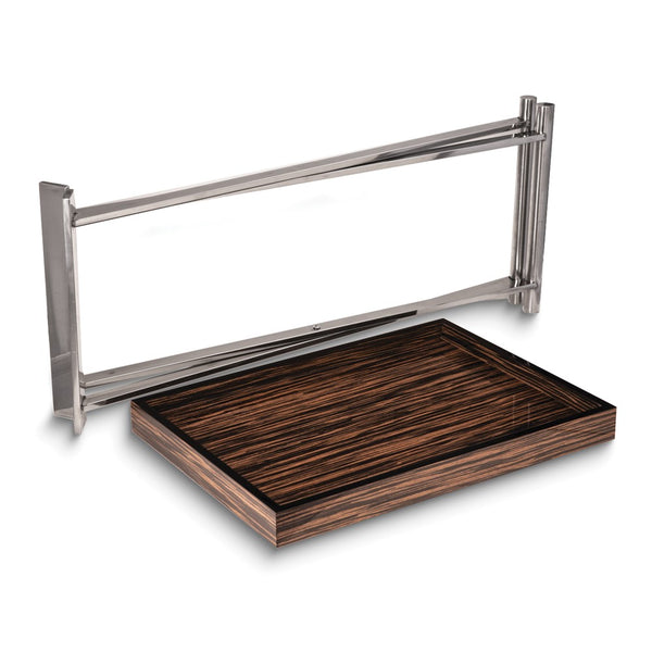 High Lacquered Collapsible Ebony Finish Wood Tray Table