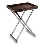 High Lacquered Collapsible Ebony Finish Wood Tray Table