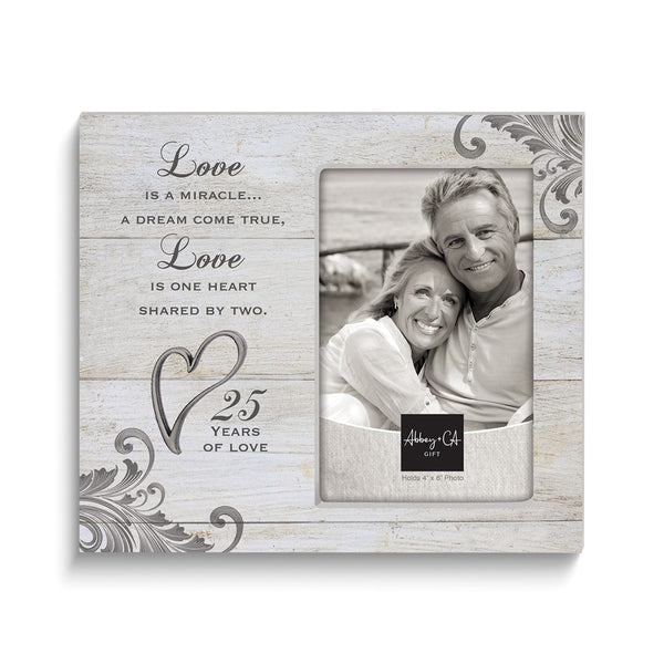 25th Anniversary LOVE IS A MIRACLE Wood Composite 4x6 Photo Frame