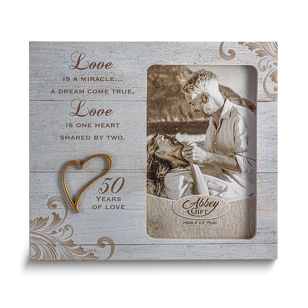 50 YEARS OF LOVE Gold-tone Accents Wood Composite 4x6in Photo Frame