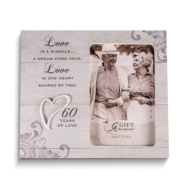 60 YEARS OF LOVE Silver-tone Accents Wood Composite 4x6in Photo Frame