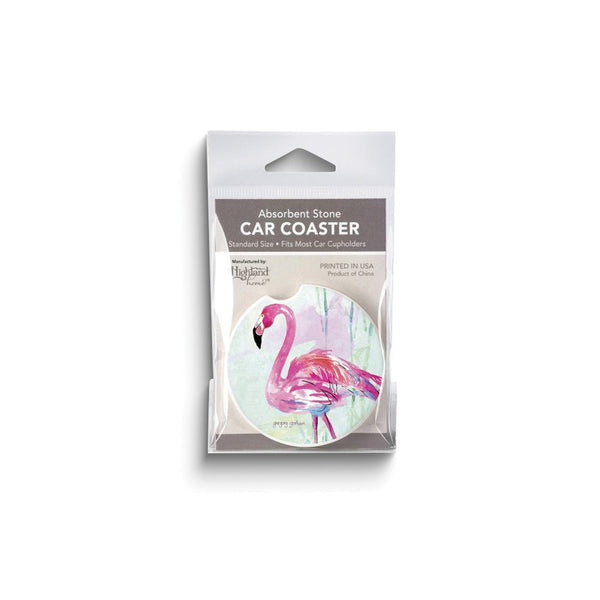 Pink Flamingo Flair Absorbent Stone Car Coaster