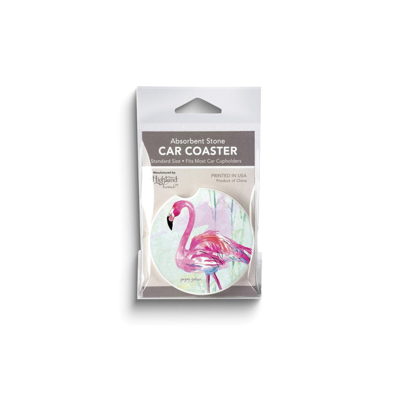 Pink Flamingo Flair Absorbent Stone Car Coaster