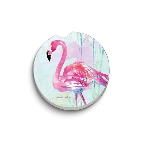 Pink Flamingo Flair Absorbent Stone Car Coaster