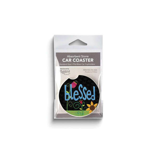 BLESSED Floral Absorbent Stone Car Coaster