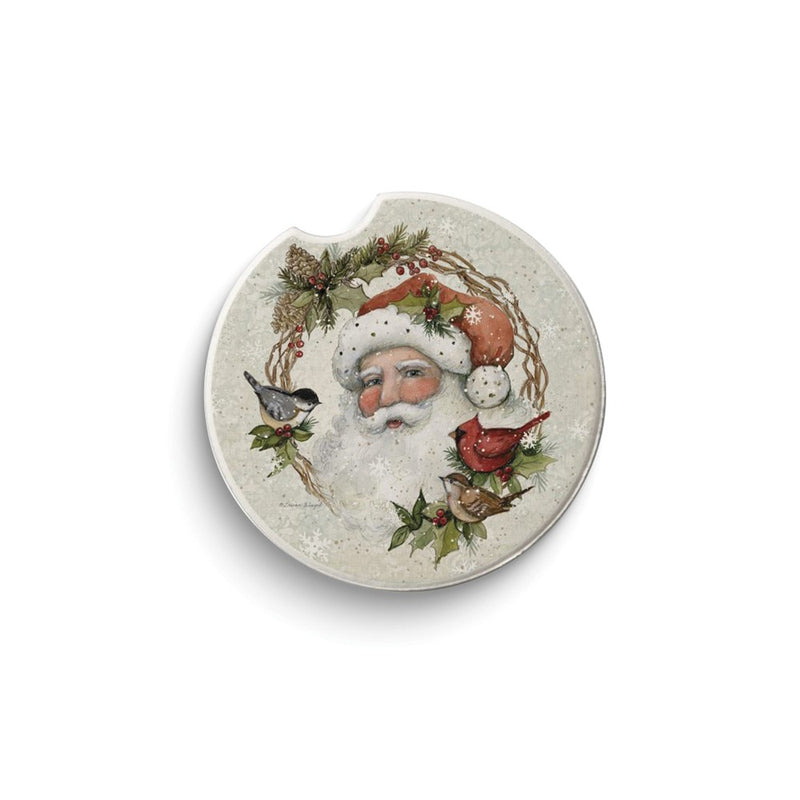 Winter Forest Santa Absorbent Stone Car Coaster