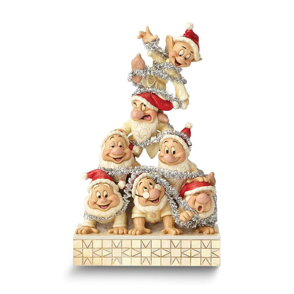 Disney Traditions by Jim Shore Precarious Pyramid 7 Dwarves White Woodland Figurine