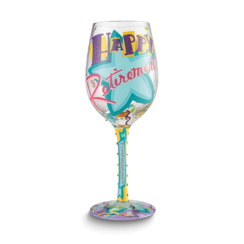 Lolita HAPPY RETIREMENT Hand-painted Wine Glass