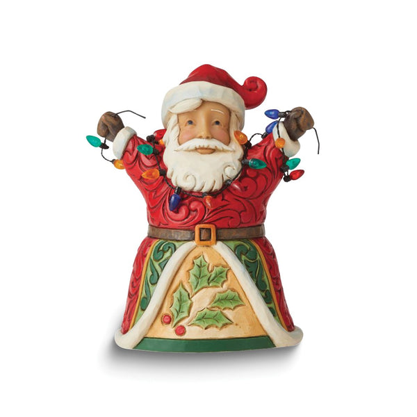 Jim Shore Heartwood Creek Lighten Up, It's Christmas Jolly Santa with Lights Figurine