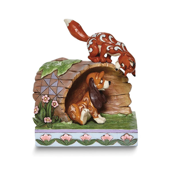 Disney Traditions by Jim Shore UNLIKELY FRIENDS Fox and Hound on Log Figure