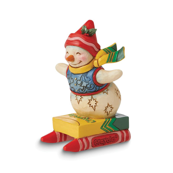 Crayola by Jim Shore Snowman on Sled Mini Figurine