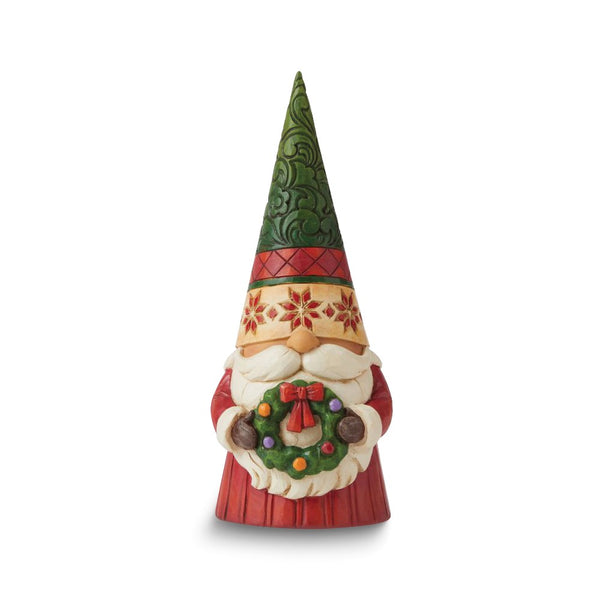 Jim Shore Heartwood Creek Decorating Gnome and Hearth Christmas Gnome with Wreath Figurine