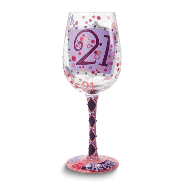 Lolita Hand-painted 21st Birthday Wine Glass
