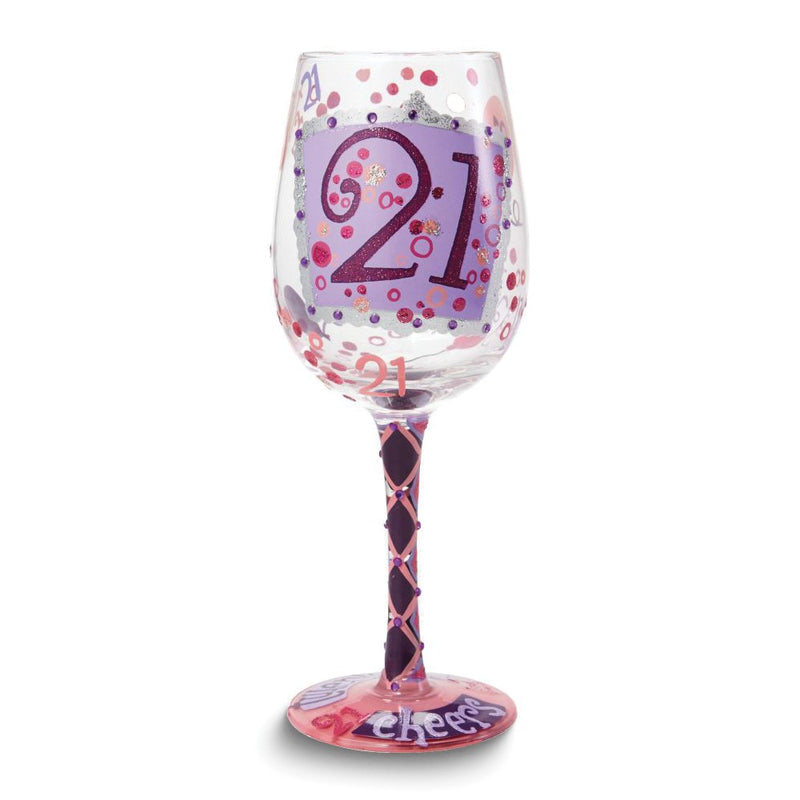 Lolita Hand-painted 21st Birthday Wine Glass