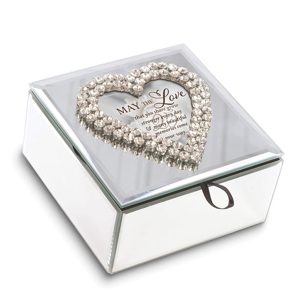 25th Anniversary Silver-tone Heart Crystal Mirror Music Box: You Light Up My Life