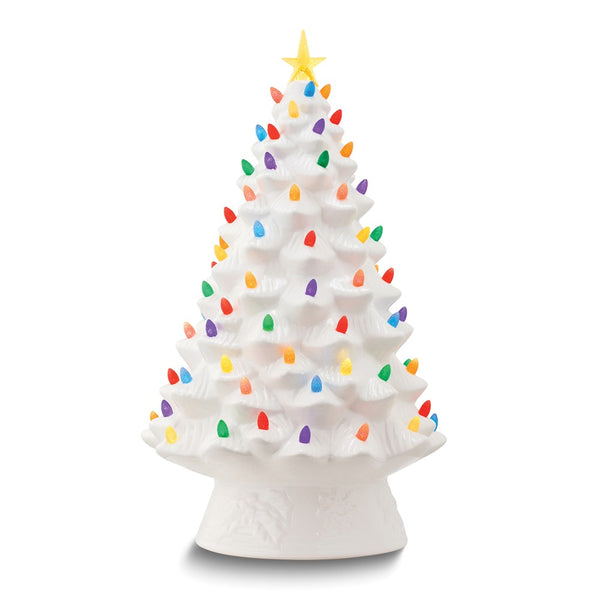 Nostalgic White Ceramic 18in LED Lighted Christmas Tree