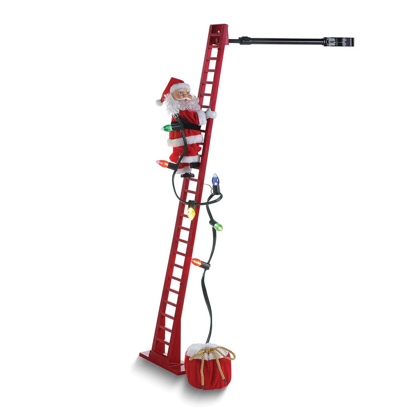 Musical Climbing Santa on Ladder with LED Lights - Plays 15 Christmas Carols
