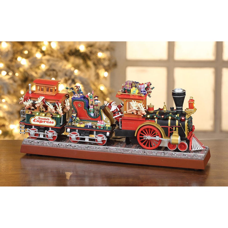 Animated Musical LED Lighted Santa Express Smoking Christmas Train - Plays 20 Christmas and Train Songs