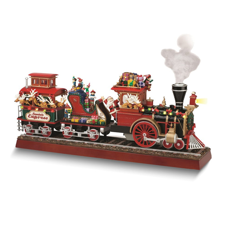 Animated Musical LED Lighted Santa Express Smoking Christmas Train - Plays 20 Christmas and Train Songs