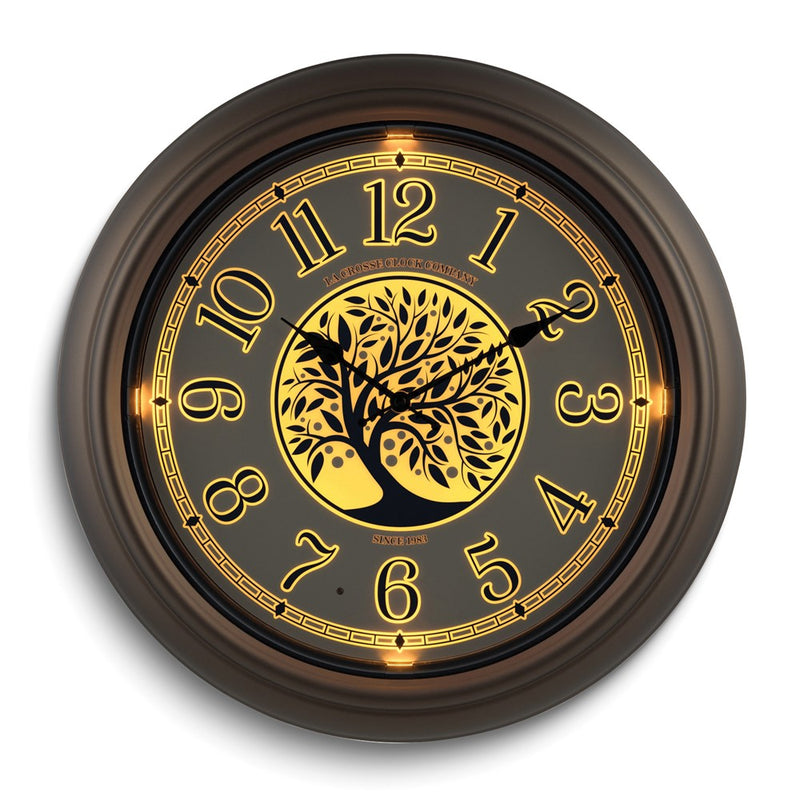 Indoor and Outdoor Auto Lighted Dial Metallic Finish Plastic Quartz Wall Clock