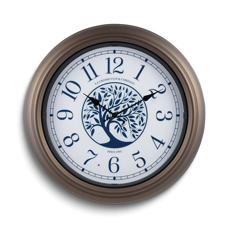 Indoor and Outdoor Auto Lighted Dial Metallic Finish Plastic Quartz Wall Clock